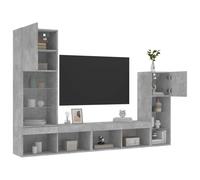 Unités murales TV avec LED 4 pcs gris béton bois d'ingénierie