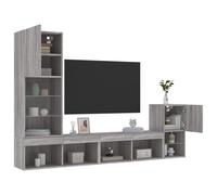 Vidaxl Unités Murales Tv Avec Led 4 Pcs Gris Sonoma Bois D'ingénierie Marron