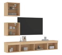 Vidaxl Unités Murales Tv Avec Led 5 Pcs Chêne Sonoma Bois D'ingénierie Marron