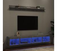 Vidaxl Unités Murales Tv Avec Led 5 Pcs Gris Béton Bois D'ingénierie