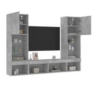 vidaXL Unités murales TV avec LED 5 pcs gris béton bois d'ingénierie 3216693