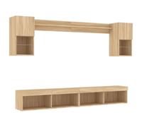 vidaXL Unités Murales TV avec LED 6 pcs, Armoires de Télévision Suspendues, Meubles Télé Flottants, Moderne, Chêne Sonoma Bois d'Ingénierie