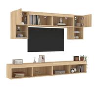 Vidaxl Unités Murales Tv Avec Led 6 Pcs Chêne Sonoma Bois D'ingénierie Marron