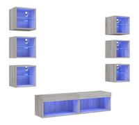 vidaXL Unités murales TV 8 pcs avec LED Moderne Gris Sonoma bois d'ingénierie