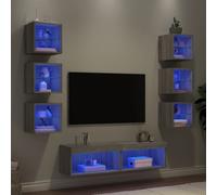 vidaXL Unités murales TV avec LED 8 pcs gris sonoma bois d'ingénierie