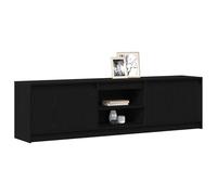 Meuble TV mural moderne - vidaXL - Bois d'ingénierie - 180x34x50 cm - Noir - 2 portes - 2 étagères - Assemblage requis