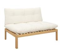 vidaXL Unity Canapé moyen en acacia clair et crème 120 x 80 x 82 cm, idéal pour votre patio
