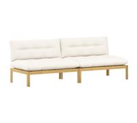 vidaXL Unity Canapé moyen en acacia clair et crème, 240 x 80 x 82 cm, idéal pour votre patio