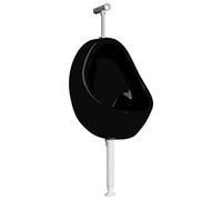 vidaXL Urinoir Suspendu avec Valve de Chasse d'Eau Urinoir Mural Salle de Bains Toilette Salle d'Eau Maison Adultes Hommes Intérieur Céramique Noir