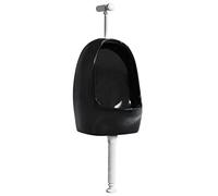vidaXL Urinoir Suspendu avec Valve de Chasse d'Eau Urinoir Mural Salle de Bains Toilette Salle d'Eau Maison Adultes Hommes Intérieur Céramique Noir