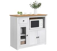 vidaXL Vaisselier à Micro-Ondes Panama Blanc et Cire de Miel, Rangement généreux, Buffet Rustique, Meuble Moderne, Solution Pratique pour des espaces contemporains