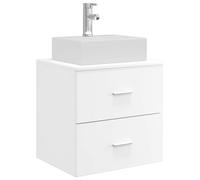 vidaXL Vanité de lavabo Mural Blanc 49,5 x 41 x 62,5 cm, Meuble sous-Vasque Moderne, Rangement Gain de Place, fixé au Mur, Bois conçu pour Un intérieur stylé