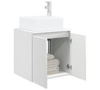 vidaXL Vanité de lavabo Mural Blanc 49,5 x 41 x 63 cm, Vasque Murale Moderne, Solution Compact, Rangement astucieux, Bois Design, déco Minimaliste