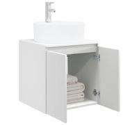 vidaXL Vanité de lavabo Mural Blanc 49,5 x 44,5 x 65 cm, Meuble de Salle de Bain Moderne, Meubles compacts, Solution de Rangement Mural, Bois de qualité