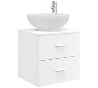 vidaXL Vanité de lavabo Mural Blanc 49,5 x 44,5 x 66,5 cm, Rangement Moderne pour Salle de Bain, Meuble en Bois, Solution lavabo Qui optimise l'espace, Style Mural pour l'organisation