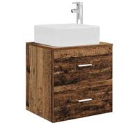 vidaXL Vanité de lavabo Mural Bois Ancien 53 x 34,5 x 63 cm, Rangement Salle de Bain, Meuble Moderne avec Lavabo, Cabinet Mural, Étagères Pratiques, Mobilier Gain de Place