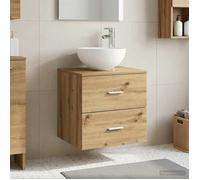 vidaXL Vanité de lavabo Mural Chêne Artisanal 49,5 x 41 x 64,5 cm, Organisation de Salle de Bain, Meuble Moderne avec lavabo, Rangement Gain de Place, Design Mural, Bois conçu pour l'efficacité