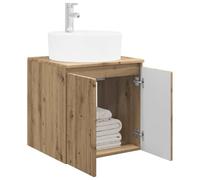 vidaXL Vanité de lavabo Mural Chêne Artisanal 49,5 x 44,5 x 65 cm, Meuble de Salle de Bain Moderne, Meubles compacts, Solution de Rangement Mural, Bois de qualité