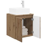 vidaXL Vanité de lavabo Mural Chêne Artisanal 53 x 35 x 63 cm, Ensemble Salle de Bain Moderne, Petite Meuble sous-Évier, Accroché au Mur, Rangement Efficace, Design Minimaliste