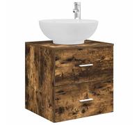 vidaXL Vanité de lavabo Mural Chêne fumé 49,5 x 44,5 x 66,5 cm, Rangement Moderne pour Salle de Bain, Meuble en Bois, Solution lavabo Qui optimise l'espace, Style Mural pour l'organisation