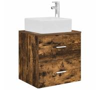 vidaXL Vanité de lavabo Mural Chêne fumé 53 x 34,5 x 63 cm, Rangement Salle de Bain, Meuble Moderne avec Lavabo, Cabinet Mural, Étagères Pratiques, Mobilier Gain de Place
