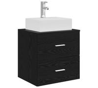vidaXL Vanité de lavabo Mural Chêne Noir 49,5 x 41 x 62,5 cm, Meuble sous-Vasque Moderne, Rangement Gain de Place, fixé au Mur, Bois conçu pour Un intérieur stylé