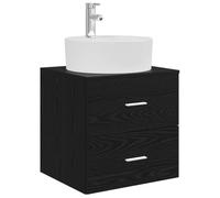 vidaXL Vanité de lavabo Mural Chêne Noir 49,5 x 44,5 x 65 cm, Meuble de Salle de Bain Moderne, lavabo Compact, Rangement Mural, Armoire Gain de Place, Bois travaillé, Usage Pratique