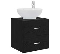 vidaXL Vanité de lavabo Mural Chêne Noir 49,5 x 44,5 x 66,5 cm, Rangement Moderne pour Salle de Bain, Meuble en Bois, Solution lavabo Qui optimise l'espace, Style Mural pour l'organisation