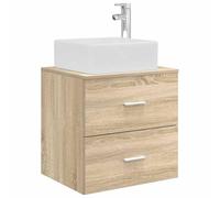 vidaXL Vanité de lavabo Mural Chêne Sonoma 49,5 x 41 x 63 cm, Rangement Salle de Bain, Meuble Mural Moderne, Lavabo Élégant, Organisation Efficace, Solution Compacte