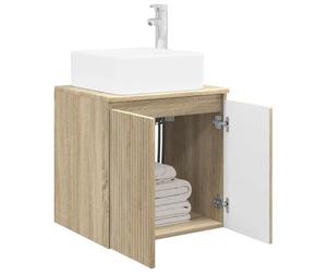 vidaXL Vanité de lavabo Mural Chêne Sonoma 49,5 x 41 x 63 cm, Vasque Murale Moderne, Solution Compact, Rangement astucieux, Bois Design, déco Minimaliste