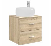 vidaXL Vanité de lavabo Mural Chêne Sonoma 49,5 x 44,5 x 66 cm, Salle de Bain, Meuble Vasque Moderne, lavabo Mural, Gain de Place, Solutions élégantes de Meuble