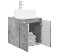 vidaXL Vanité de lavabo Mural Gris béton 49,5 x 44,5 x 65 cm, Meuble de Salle de Bain Moderne, Meubles compacts, Solution de Rangement Mural, Bois de qualité