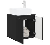 vidaXL Vanité de lavabo Mural Noir 49,5 x 41 x 63 cm Bois d'ingénierie, Vasque Murale Moderne, Solution Compact, Rangement astucieux, Bois Design, déco Minimaliste
