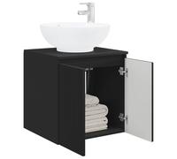 vidaXL Vanité de lavabo Mural Noir 49,5 x 44,5 x 65 cm, Meuble de Salle de Bain Mural Moderne, Gain de Place, Rangement en Bois, Design Compact et Pratique