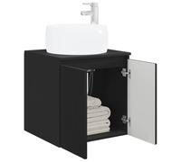 vidaXL Vanité de lavabo Mural Noir 49,5 x 44,5 x 66 cm, Meuble de Salle de Bain Moderne, Rangement Mural, Évier Pratique, Design Minimaliste, Style Compact