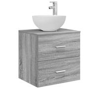 vidaXL Vanité de lavabo Mural Sonoma Gris 49,5 x 41 x 64,5 cm, Organisation de Salle de Bain, Meuble Moderne avec lavabo, Rangement Gain de Place, Design Mural, Bois conçu pour l'efficacité