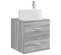 vidaXL Vanité de lavabo Mural Sonoma Gris 49,5 x 44,5 x 65,5 cm, Meuble de Salle de Bain Moderne, Cabinet Mural, Rangement Gain de Place pour Espaces Intérieurs Stylés