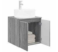 vidaXL Vanité de lavabo Mural Sonoma Gris 49,5 x 44,5 x 65 cm, Meuble de Salle de Bain Moderne, Meubles compacts, Solution de Rangement Mural, Bois de qualité
