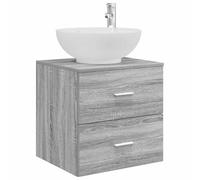 vidaXL Vanité de lavabo Mural Sonoma Gris 49,5 x 44,5 x 66,5 cm, Rangement Moderne pour Salle de Bain, Meuble en Bois, Solution lavabo Qui optimise l'espace, Style Mural pour l'organisation