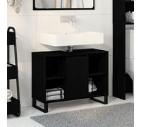 Vidaxl Vanité En Chêne Noir Chêne Noir Mdf Moyen Vanité Salle De Bain