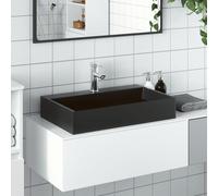 vidaXL Vasque 60x38x11 cm fonte minérale/marbre noir mat
