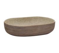 vidaXL Vasque à Poser, Évier de Salle de Bain avec Trou de Vidange, Lavabo avec Motifs Toilette Salle d'Eau, Sable et Marron Ovale 59x40x14 cm Céramique