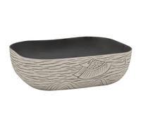 vidaXL Vasque à Poser, Évier de Salle de Bain avec Trou de Vidange, Lavabo avec Motifs Toilette Salle d'Eau, Gris Noir Rectangulaire 48x37,5x13,5cm Céramique