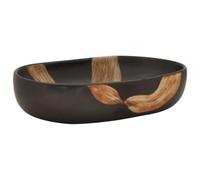 vidaXL Vasque à Poser, Évier de Salle de Bain avec Trou de Vidange, Lavabo avec Motifs Toilette Salle d'Eau, Noir Ovale 59x40x14 cm Céramique