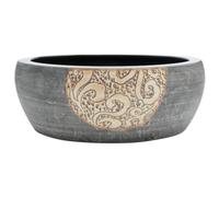 vidaXL Vasque à Poser, Évier de Salle de Bain avec Trou de Vidange, Lavabo avec Motifs Toilette Salle d'eau, Noir et Marron Rond Φ41x14 cm Céramique