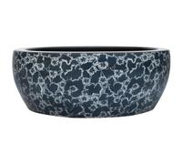vidaXL Vasque à Poser, Évier de Salle de Bain avec Trou de Vidange, Lavabo avec Motifs Toilette Salle d'Eau, Noir et Bleu Rond Φ41x14 cm Céramique