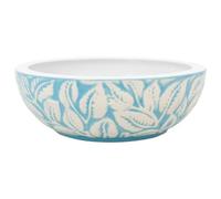 vidaXL Vasque à poser Lavabo rond Φ41x14 cm Céramique – trou de vidange, motifs blanc et bleu