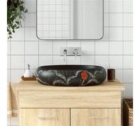 vidaXL Vasque à poser ovale céramique noire 59x40x15 cm – 155082