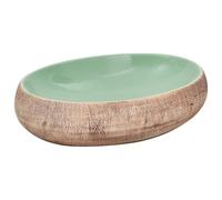 vidaXL Vasque à Poser, Évier de Salle de Bain avec Trou de Vidange, Lavabo avec Motifs Toilette Salle d'Eau, Vert et Marron Ovale 59x40x15 cm Céramique