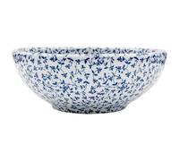 vidaXL Vasque à poser ronde 41x14 cm céramique – Blanc et bleu – Motifs vintage